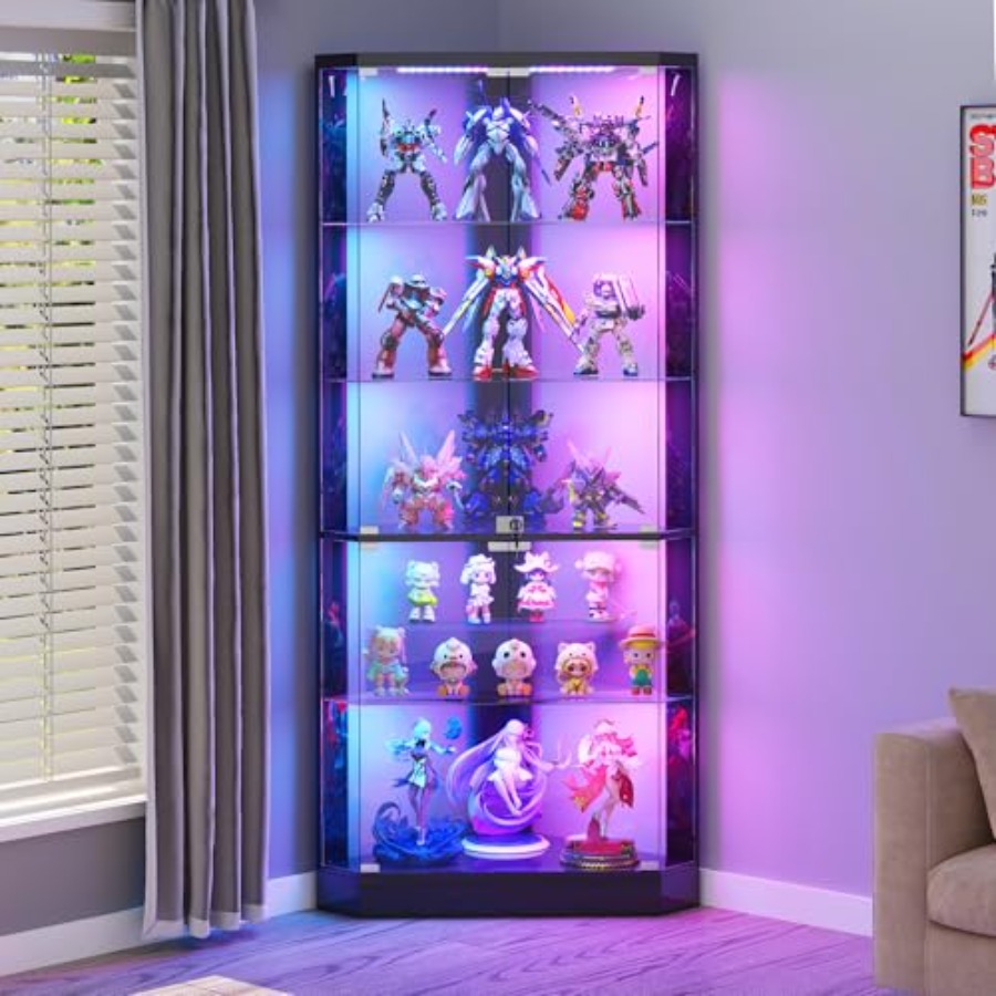 Display Case Acrylic - خزانة عرض زاوية بإضاءة RGB ومستشعر