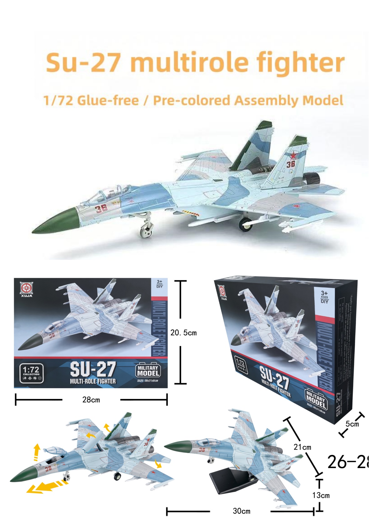 Model Airplane Plastic - نموذج طائرة مقاتلة متعددة الأغراض SU27